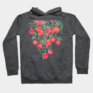 red orange pomegranate watercolor 2020 Hoodie